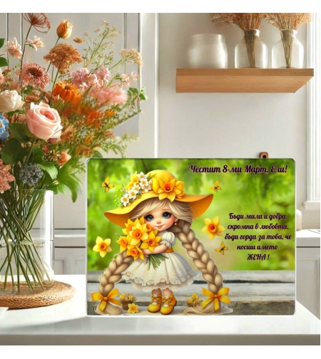 Стъклена дъска за рязане , 8ми март,Цветница - 69