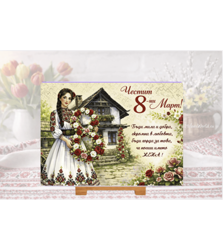 Стъклена дъска за рязане , 8ми март,Цветница - 76