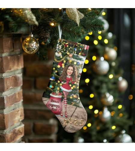 Коледен персонализиран чорап Карикатура Коледа Жена