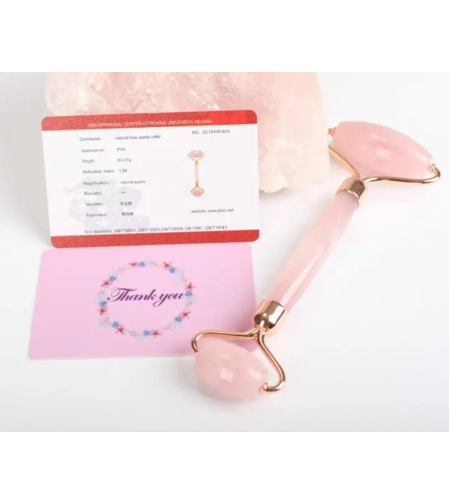 Guasha камък и ролер от розов кварц