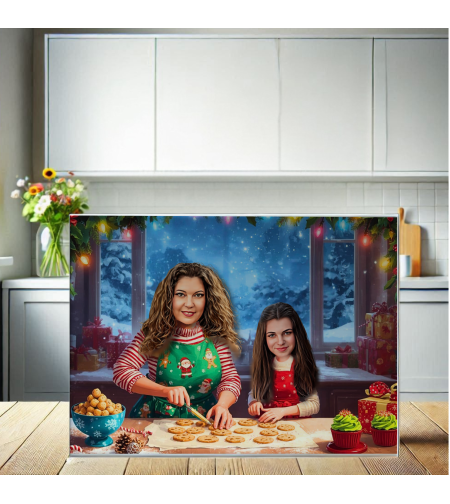 Стъклена дъска Карикатура Нова година Коледни бисквитки