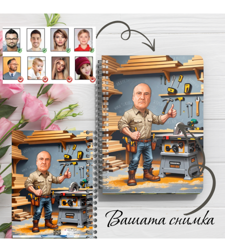 Тефтер ръчно правен персонализиран Майстор карикатура