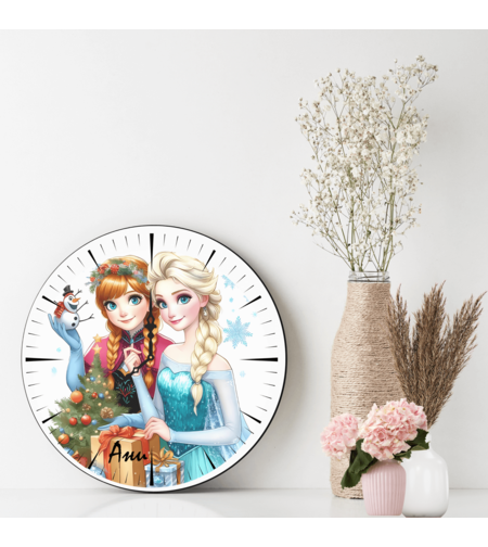 Персонализиран стъклен часовник Елза и Анна