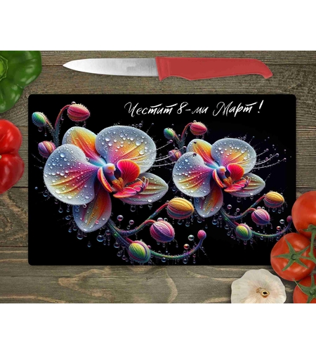 Стъклена дъска за рязане , 8ми март,Цветница - 54