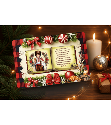 Стъклена дъска за рязане Коледари 148