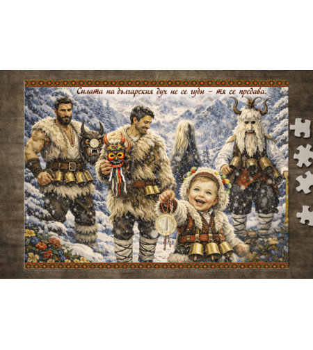 Картонен пъзел Кукери 2