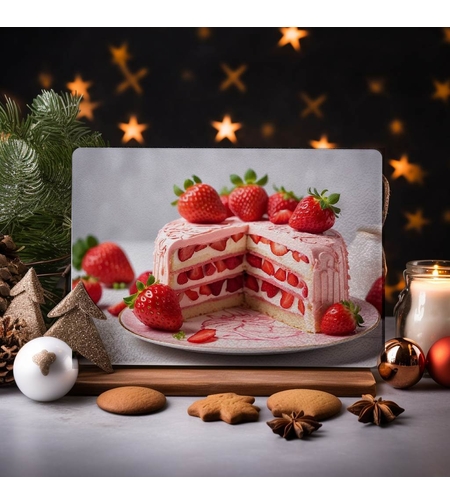 Стъклена дъска за рязане Ягодова торта