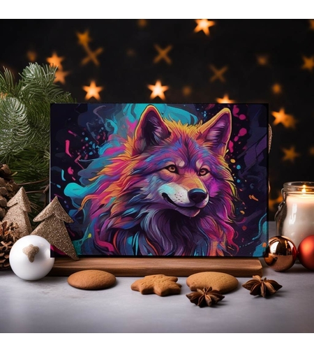 Стъклена дъска за рязане Неонов вълк