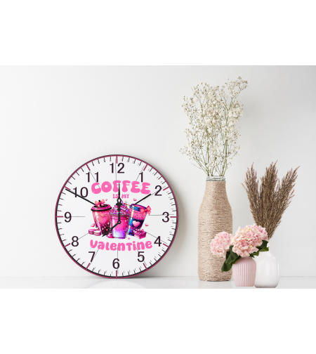 Персонализиран Стъклен часовник Cofee is my Valentine