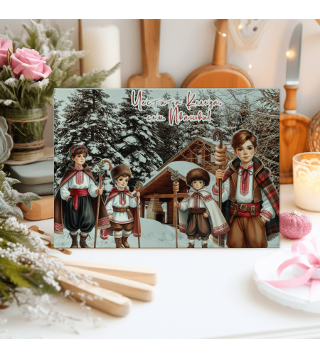 Стъклена дъска за рязане Коледари 100