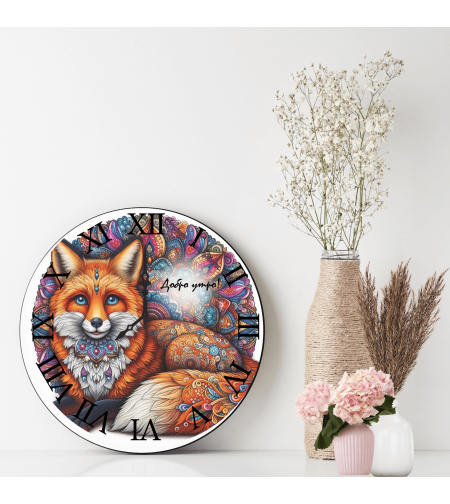 Персонализиран стъклен часовник Лисица