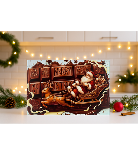 Стъклена дъска Карикатура Шоколад Дядо Коледа