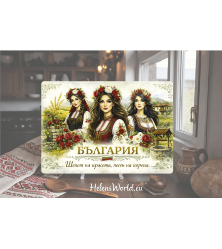 Стъклена персонализирана дъска за рязане Българки