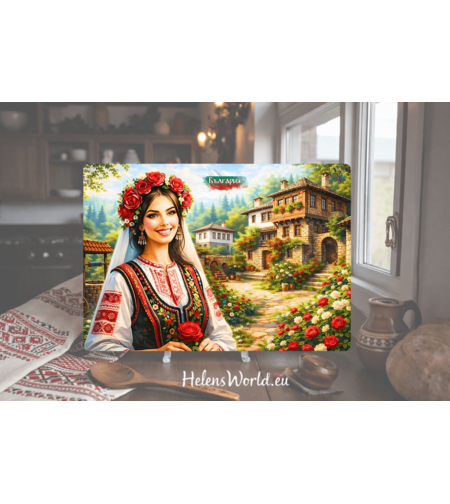 Стъклена персонализирана дъска за рязане Българка