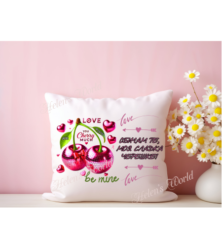 Персонализирана възглавничка влюбени черешки 6