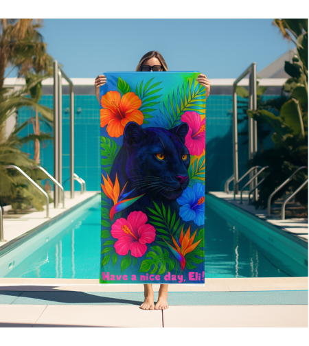 Кърпа за плажа Цветя с пума 2