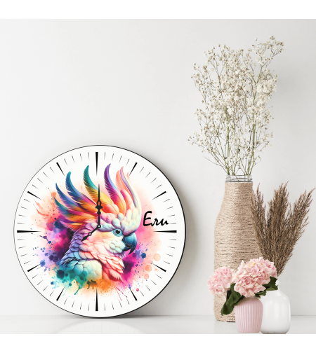 Персонализиран стъклен часовник Папагал
