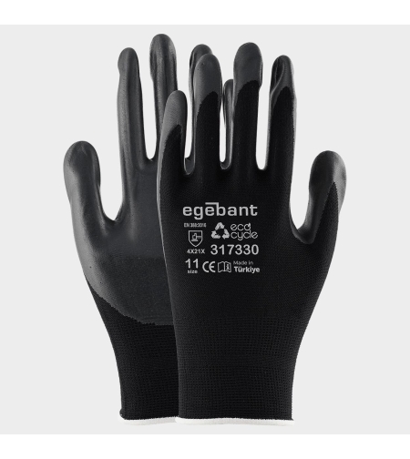 Ръкавици от еко трико топени в нитрил EGEBANT SANFOAM BLACK