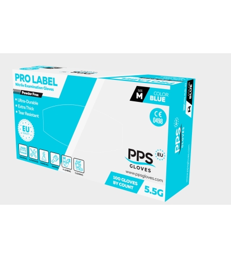 Еднократни ръкавици от нитрил PPS NITRILE BLUE PF 5.5G