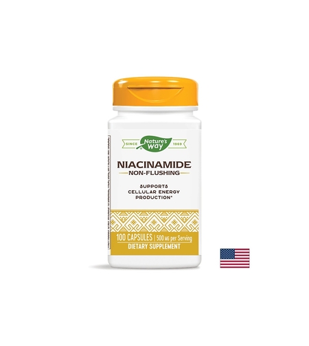 Niacinamide/ Ниацинамид (непредизвикващ зачервяване) 500 mg х 100 капсули  Nature’s Way