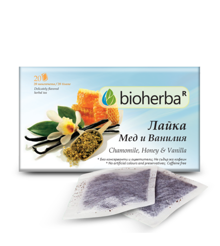 Лайка, Мед, Ванилия, 20 филтърни пакетчета, 30 гр, Биохерба