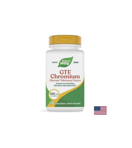 Хром (никотинат) GTF - Контрол на кръвната захар, 200 mcg, 100 капсули Nature’s Way