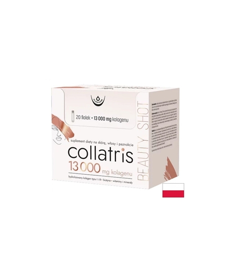 Течен колаген Collatris 13000 mg + витамини и минерали – За коса, кожа и нокти, 20 флакона за пиене х 25 ml