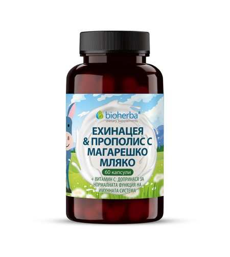 ЕХИНАЦИЯ, ПРОПОЛИС / EHINACEA, PROPOLIS С МАГАРЕШКО МЛЯКО, 60 капсули, Биохерба