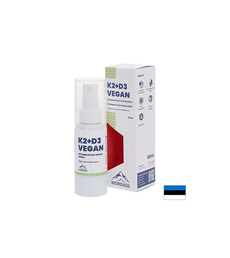 Веган витамини К2 (25 µg) + D3 (1000 IU) - Здраве за сърцето и костите, силен имунитет, Спрей за уста, 30 ml, 200 впръсквания