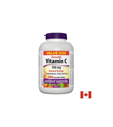 Vitamin C 500 mg Chewable - Витамин С 500 mg, 300 дъвчащи таблетки Webber Naturals