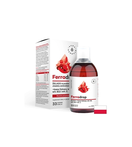 Желязо + фолиева киселина с витамини С, В6, В12, 500 ml Aura Herbals