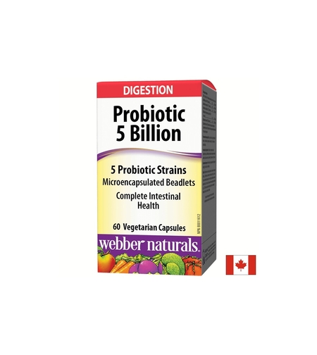 Probiotic/ Пробиотик 5 щама, 5 млрд. активни пробиотици х 60 капсули Webber Naturals