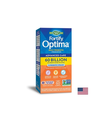 Fortify™ Optima® Advanced Care Probiotic - Фортифай - Оптима пробиотик + пребиотици, 60 милиарда активни пробиотици, 30 капсули Nature’s Way