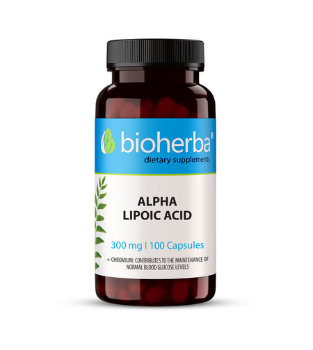 АЛФА ЛИПОЕВА КИСЕЛИНА / ALPHA LIPOIC ACID, 100 капсули, 300 мг, Биохерба
