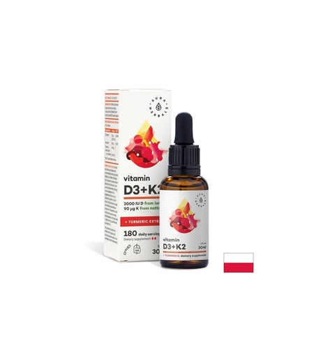 Кости и стави - Витамин D3 800 IU + K2 36 µg + Куркума, 30 ml капки