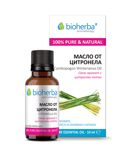 МАСЛО ОТ ЦИТРОНЕЛА, Citronella essential oil, Биохерба, 10 мл