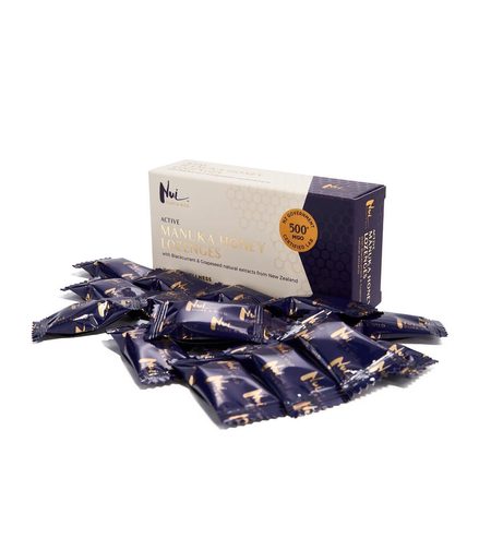 Бонбони с Манука Мед MGO 500+ Касис и Гроздови семки, 16 бр., NUI
