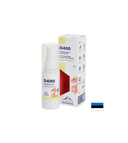 Кости, зъби и имунна защита - Витамин D3 400 IU, спрей за уста, 30 ml / 200 впръсквания Nordaid
