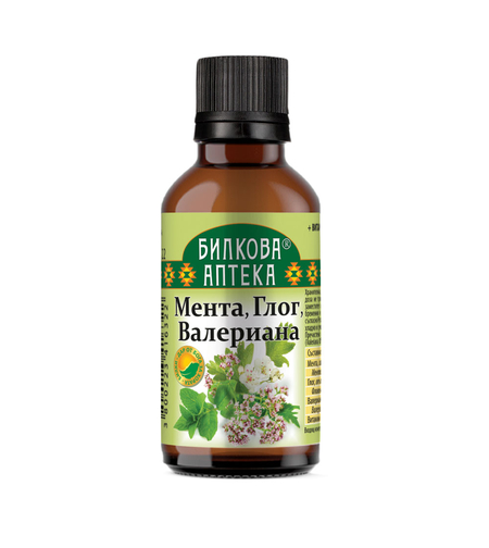 МЕНТА, ГЛОГ, ВАЛЕРИАНА, тинктура 50 мл.