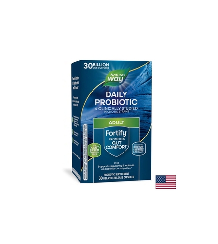 Fortify™ Daily Probiotic  + Prebiotics - Фортифай пробиотик и пребиотици, 30 милиарда активни пробиотици, 30 капсули Nature’s Way
