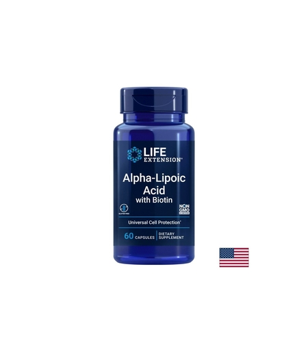 Алфа-липоева киселина 250 mg + биотин 2500 µg x 60 капсули, Alpha-Lipoic Acid with Biotin, Life Extension