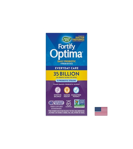 Fortify™ Optima® Daily Probiotic + Prebiotic - Фортифай пробиотик + пребиотици, 35 милиарда активни пробиотици, 60 капсули Nature’s Way