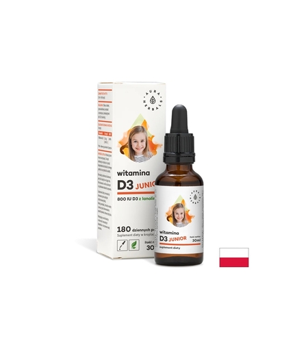 Имунна и костна система - Витамин D3 (800 IU)  - за деца и възрастни, 30 ml капки Aura Herbals