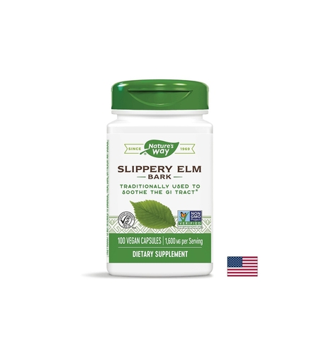 Slippery Elm Bark - Червен бряст (кора) - При раздразнения на стомашната лигавица, 400 mg, 100 капсули Nature’s Way
