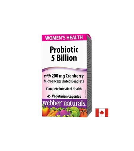Probiotic Women`s Health/ Пробиотик за жени 5 щама, 5 млрд. активни пробиотици + Червена боровинка х 45 капсули Webber Naturals