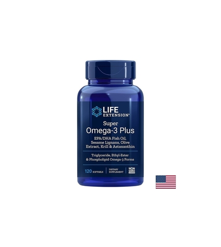 Super Omega-3 Plus / Омега-3 от рибено масло, Крил, Астаксантин, Лигнан от сусам и Маслина х 120 софтгел капсули