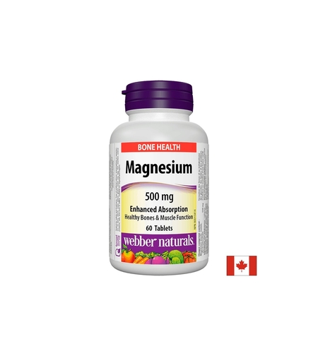 Magnesium/ Магнезий 500 mg x 60 таблетки с оптимална абсорбция Webber Naturals