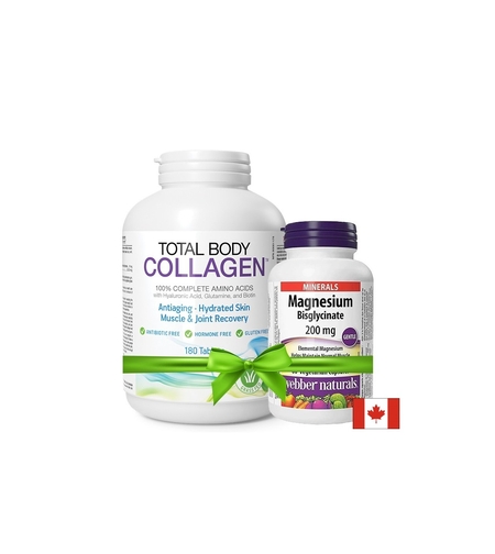 Total Body Collagen Хидролизиран говежди колаген с хиалуронова киселина, глутамин и биотин х 180 таблетки + ПОДАРЪК Магнезий (бисглицинат) 200 mg х 60 V капсули