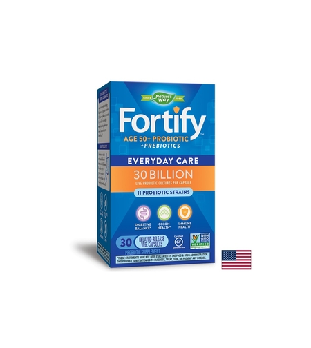 Fortify™ Probiotic 50+ Пробиотик за възрастни 50+, 30 милиарда активни пробиотици, 30 капсули със забавено освобождаване Nature’s Way