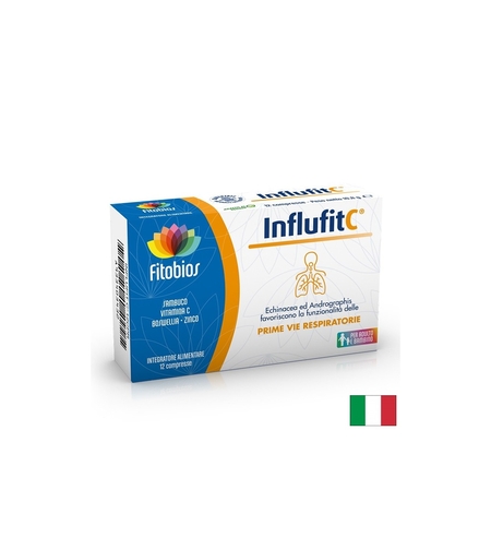 Influfit C - Ехинацея 400 mg + Андрографис 300 mg + Витамин C 80 mg – Имунна защита при настинки и вируси, 12 таблетки